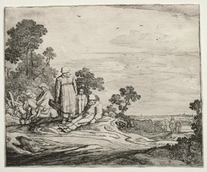 Paysage avec paysans