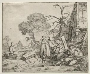 Paysage avec soldats