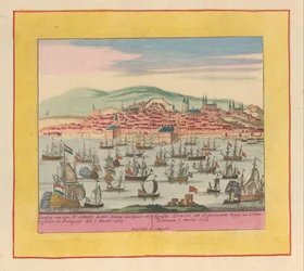Arrivée de la flotte hollando-anglaise avec le roi Charles III à Lisbonne, 1704