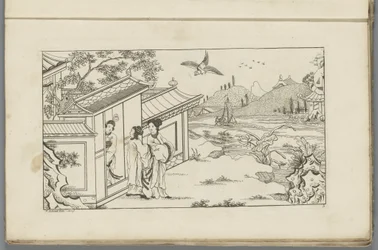 Paysage avec trois femmes chinoises à l