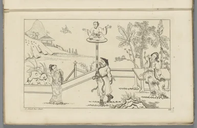 Paysage avec figure assise en tailleur sur une plateforme (Nouvelle inventée Sineesen, deuxième partie)