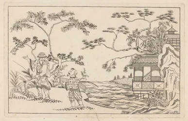 Deux hommes chinois dans un paysage