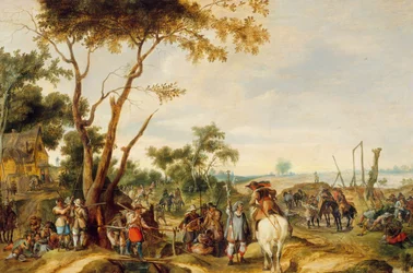 Soldats bivouaquant