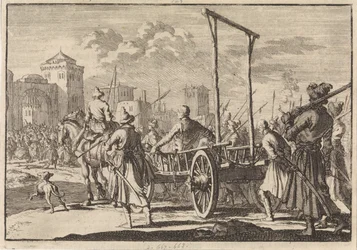 Arrivée de Stepan Razin et de son frère Frol dans une cage de fer à Moscou, 1671, 1698