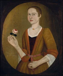 Jeune femme avec une rose, 1732