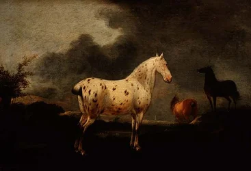 Paysage avec un cheval gris pommelé, c.1670
