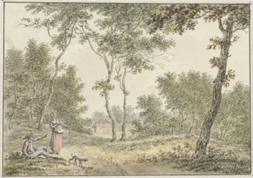 Paysage forestier avec quelques figures