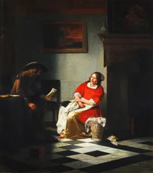 Un gentilhomme lisant une lettre à sa femme