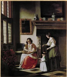 Apprendre à marcher (huile sur toile)