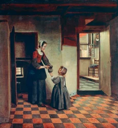 Femme avec un enfant dans un garde-manger, vers 1660
