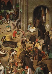 Lutte entre le carnaval et le carême (peinture sur bois de chêne)