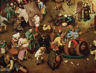 Lutte entre le carnaval et le carême (peinture sur bois de chêne)