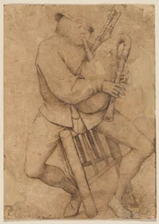 Le joueur de cornemuse, vers 1562 (plume et encre)