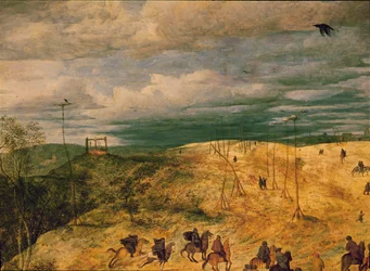 Le port de la croix (peinture sur bois de chêne)
