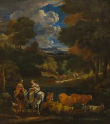 Paysage pastoral avec voyageurs, c.1657-1701