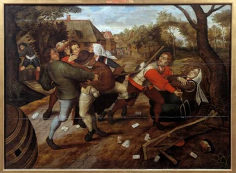 Paysans se battant après un jeu de classes