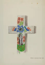 Pierre de tête en ciment, vers 1937 (aquarelle)
