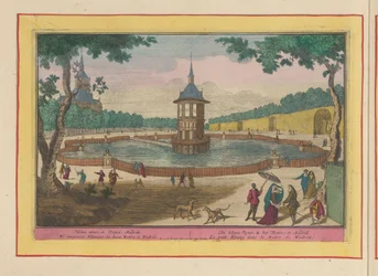 Petit étang dans les jardins du Palacio del Buen Retiro à Madrid