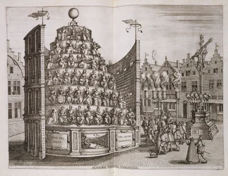 Illustration représentant un théâtre mobile, de 