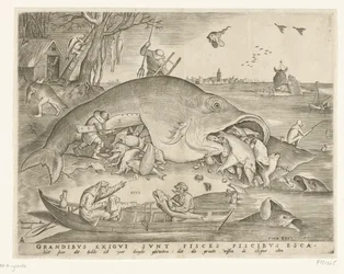 Le gros poisson avale le petit poisson
