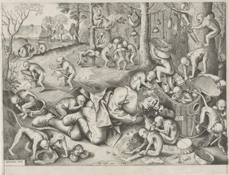 Marchand ambulant volé par des singes