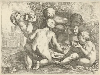 Bacchanale avec cinq putti