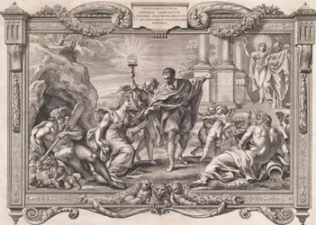Annibale Carracci présente la peinture à Apollon et Minerve, 1674