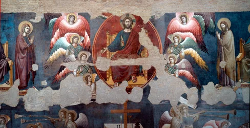 Le Jugement dernier. Le Christ trônant est entouré d