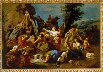 Moïse frappant le rocher dans le désert,
seconde moitié du XVIIe siècle (huile sur toile)