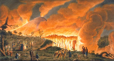 Vue de Hamilton escortant leurs majestés siciliennes le 11 mai 1771 pour observer la coulée de lave