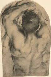 Homme nu allongé vu de dos, vers 1590
