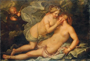 Jupiter sous les traits de Diane et la nymphe Callisto