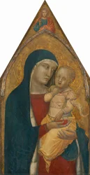Madone et enfant, avec le Christ bénissant [panneau du milieu], probablement 1340 (tempera sur panneau transférée sur toile)
