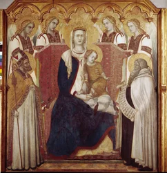 Vierge et Enfant entre Saint Nicolas et Saint Élie (panneau central, Retable du Carmel)