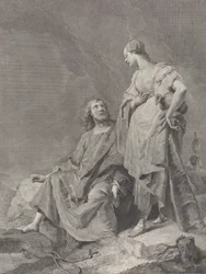 Christ et la femme de Samarie au puits, de la série de 112 estampes du sacré, 1743-63