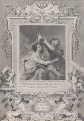 Joseph et la femme de Potiphar, dans un cadre orné