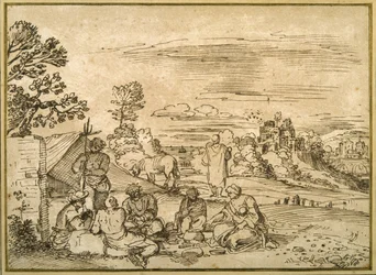 Paysage avec des gitans bivouaquant