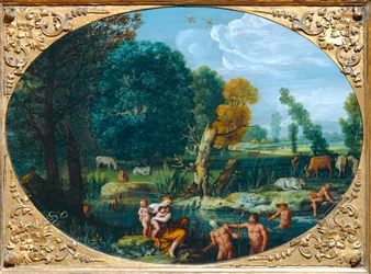 Latone metamorphosant les paysans de Lycie en grenouilles - Latone changing the farmers of Lykia into frogs ...