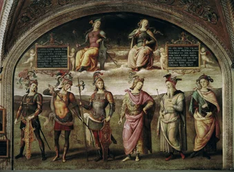 Force et tempérance avec six héros antiques (autoportrait de l