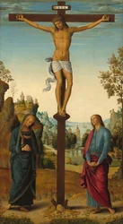 La Crucifixion avec la Vierge, Saint Jean, Saint Jérôme et Sainte Marie-Madeleine [panneau central]