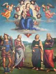 Vierge avec enfant en gloire avec des saints