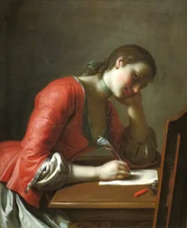 Jeune fille écrivant une lettre d