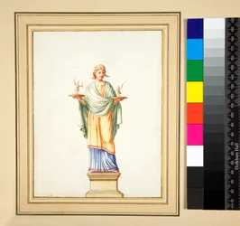 Figure féminine sur piédestal