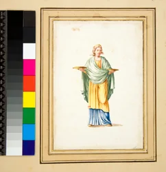 Figure féminine sur piédestal