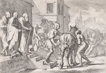 Le départ du fils prodigue, sur le point de monter à cheval, d