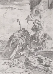 Trois saints lucquois Sts Nicolas Tolentino, Nicolas de Bari intercédant avec...