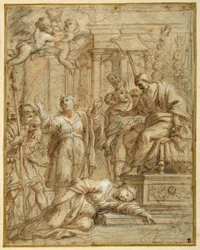 Sainte Bibiane martyre devant le préfet Apronianus