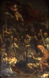 Saint Charles portant le Saint Clou en procession pendant la peste