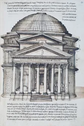 Vue du Panthéon à Rome, dessin du volume XIII des XXX Libri delle Antichita (Livres des Antiquités)