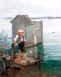 Cabine de bain avec garçon, 1868